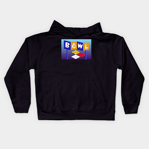 Bowling Sign Kids Hoodie by Zippy's House of Mystery